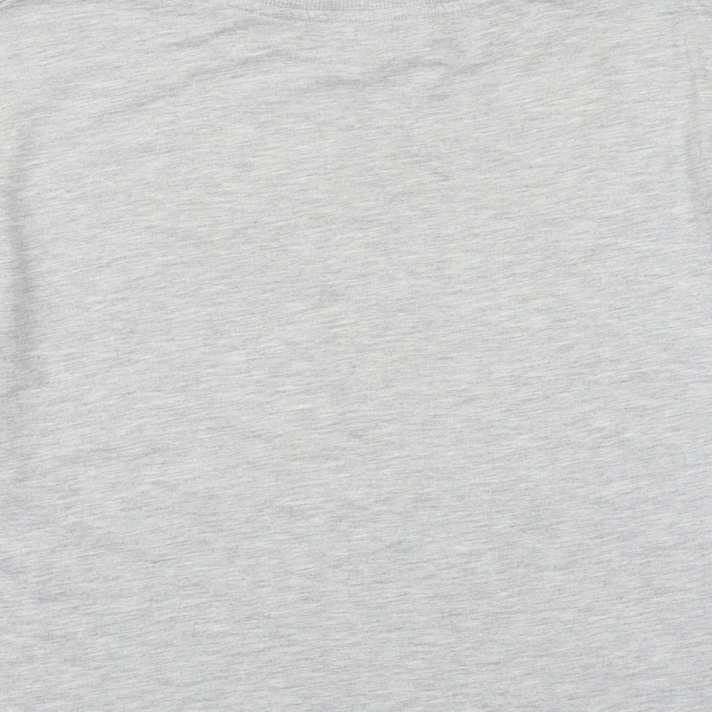 Bershka Womens Grey Polyester Basic T-Shirt Size S Round Neck