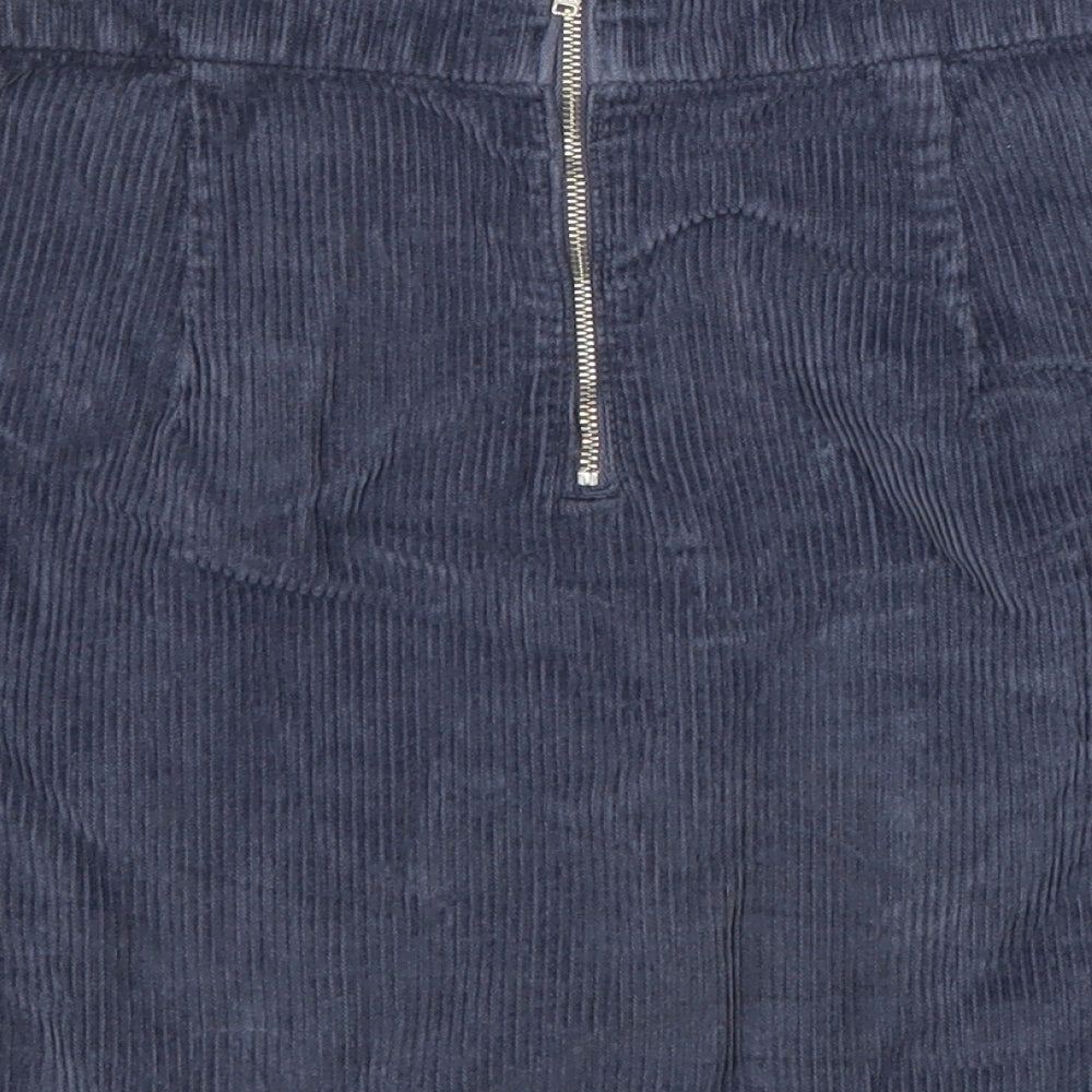 Topshop Womens Blue Cotton A-Line Skirt Size 26 in Zip