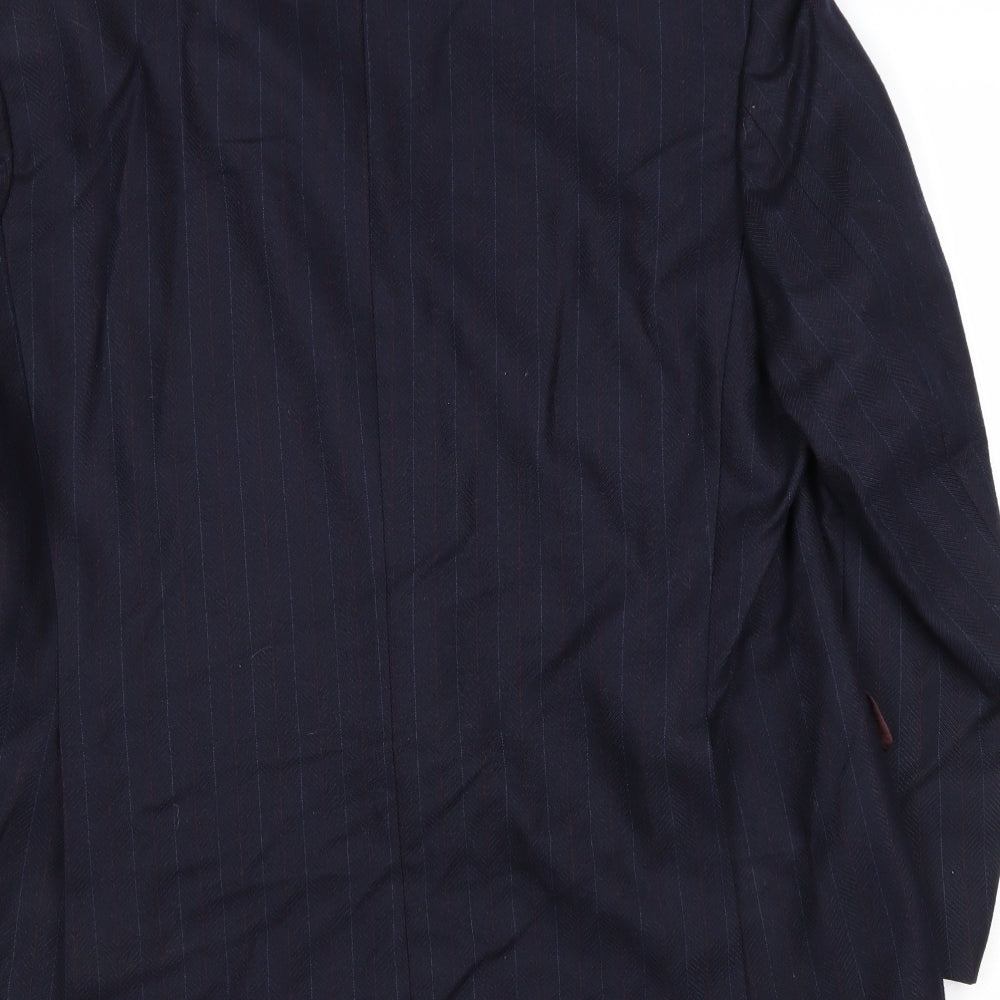 Hornes Mens Blue Striped Wool Jacket Suit Jacket Size 44 Regular