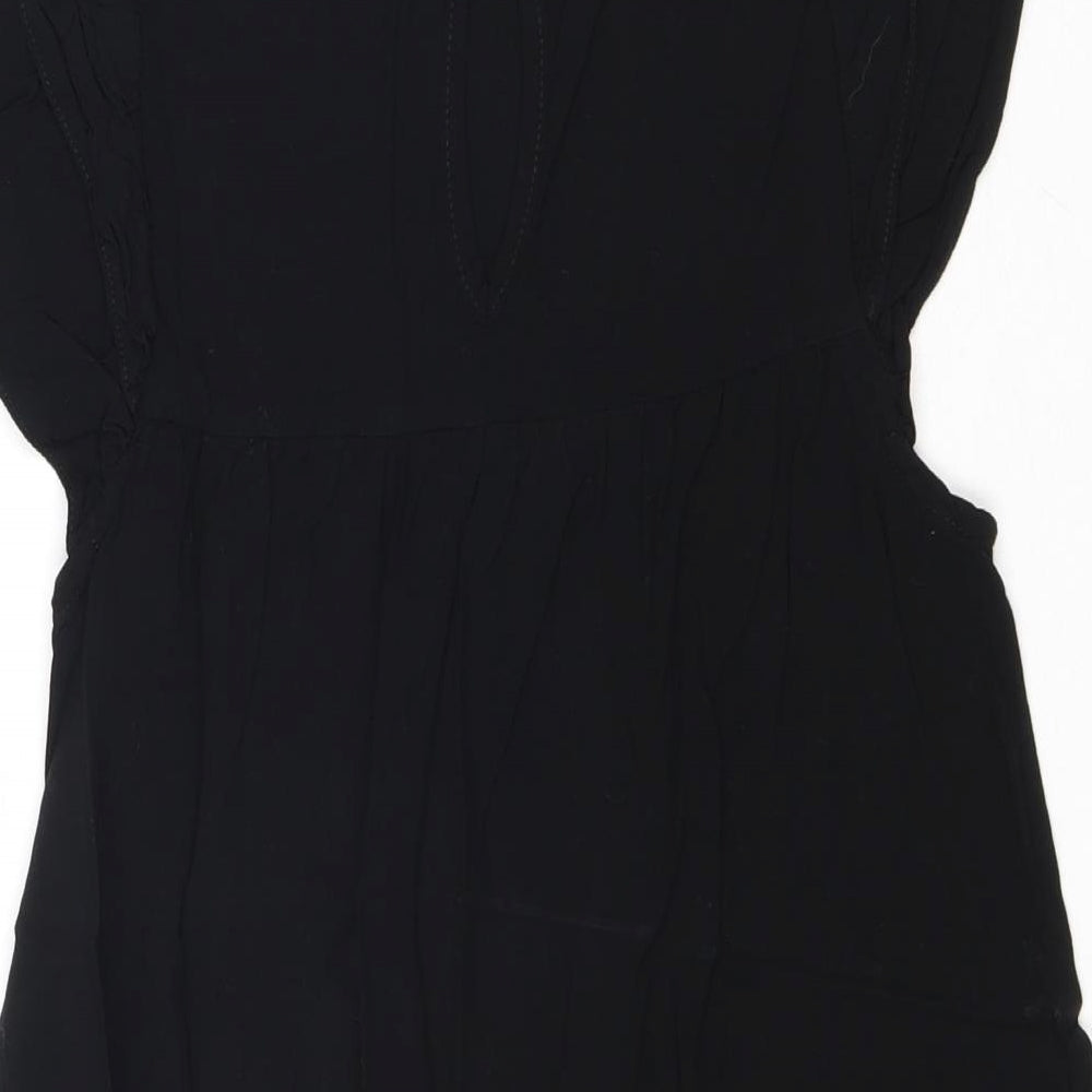 New Look Womens Black Viscose Basic Blouse Size 6 Mock Neck