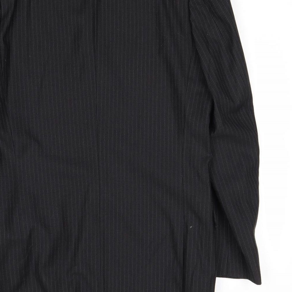 Preworn Mens Black Striped Wool Jacket Suit Jacket Size 40 Regular