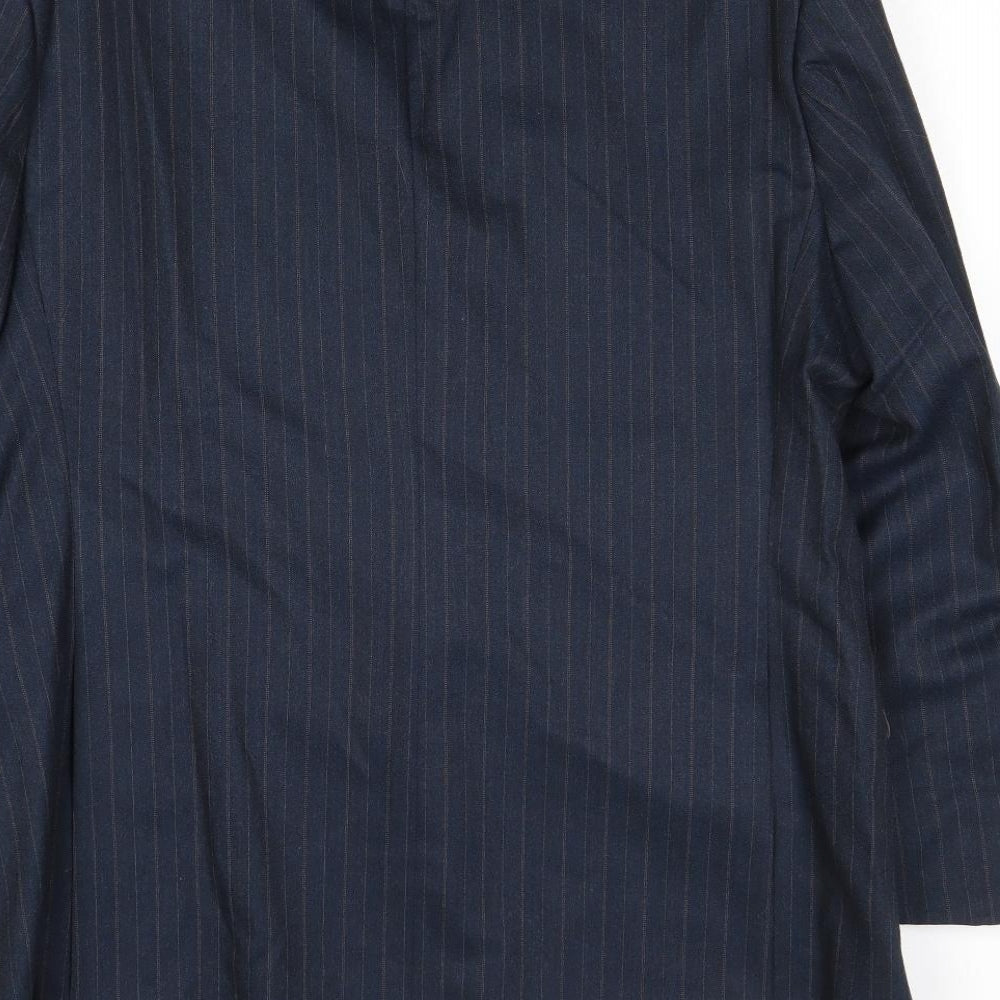 Preworn Mens Blue Striped Wool Jacket Suit Jacket Size 44 Regular