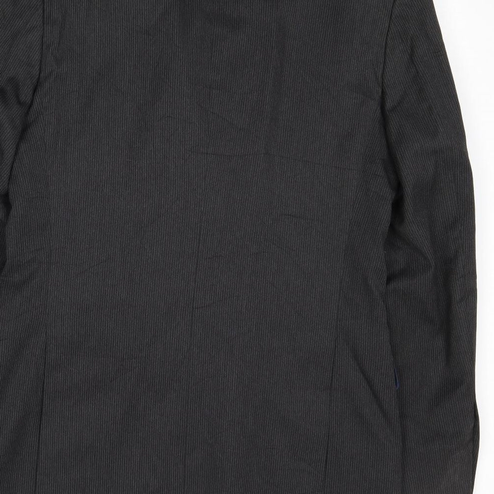 Marks & Spencer Mens Grey Striped Polyester Jacket Suit Jacket Size 38 Regular