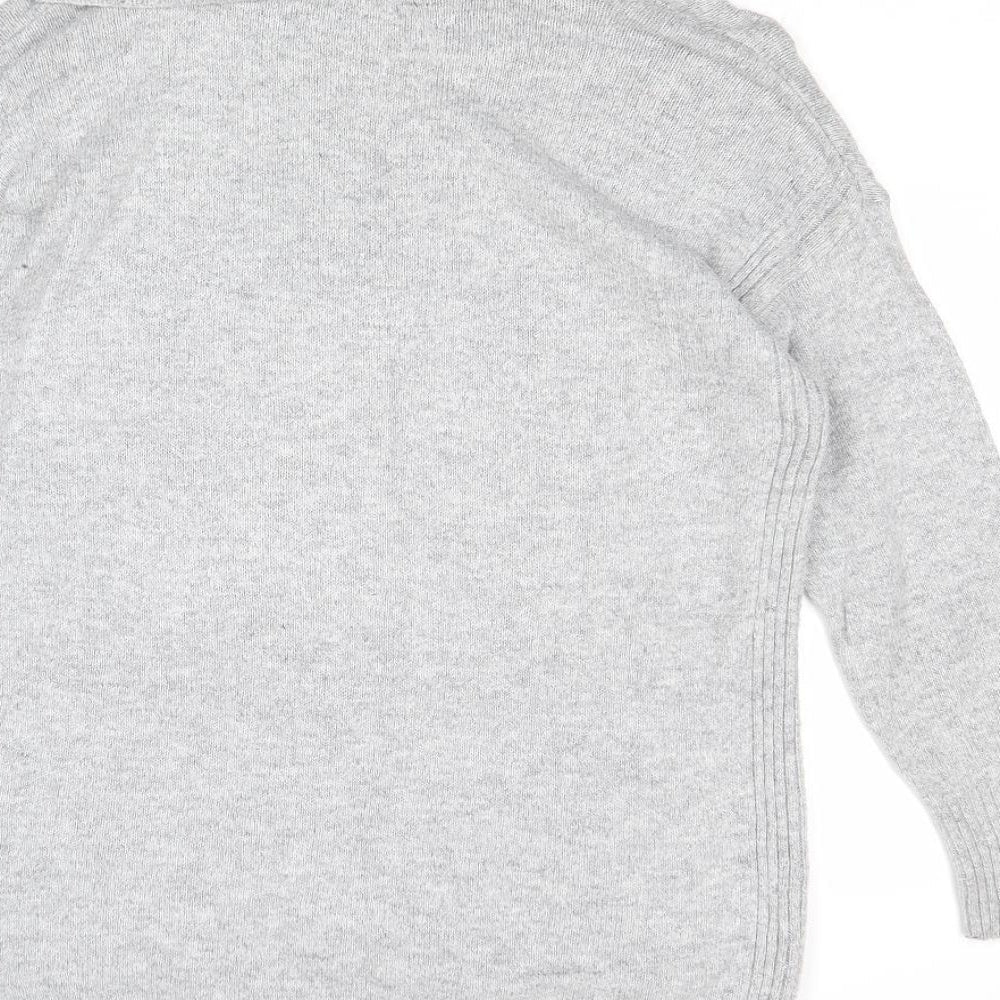 M&Co Womens Grey Roll Neck Cotton Pullover Jumper Size 14