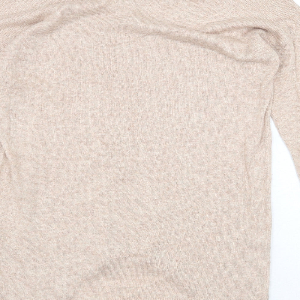 Monsoon Womens Beige V-Neck Viscose Pullover Jumper Size S