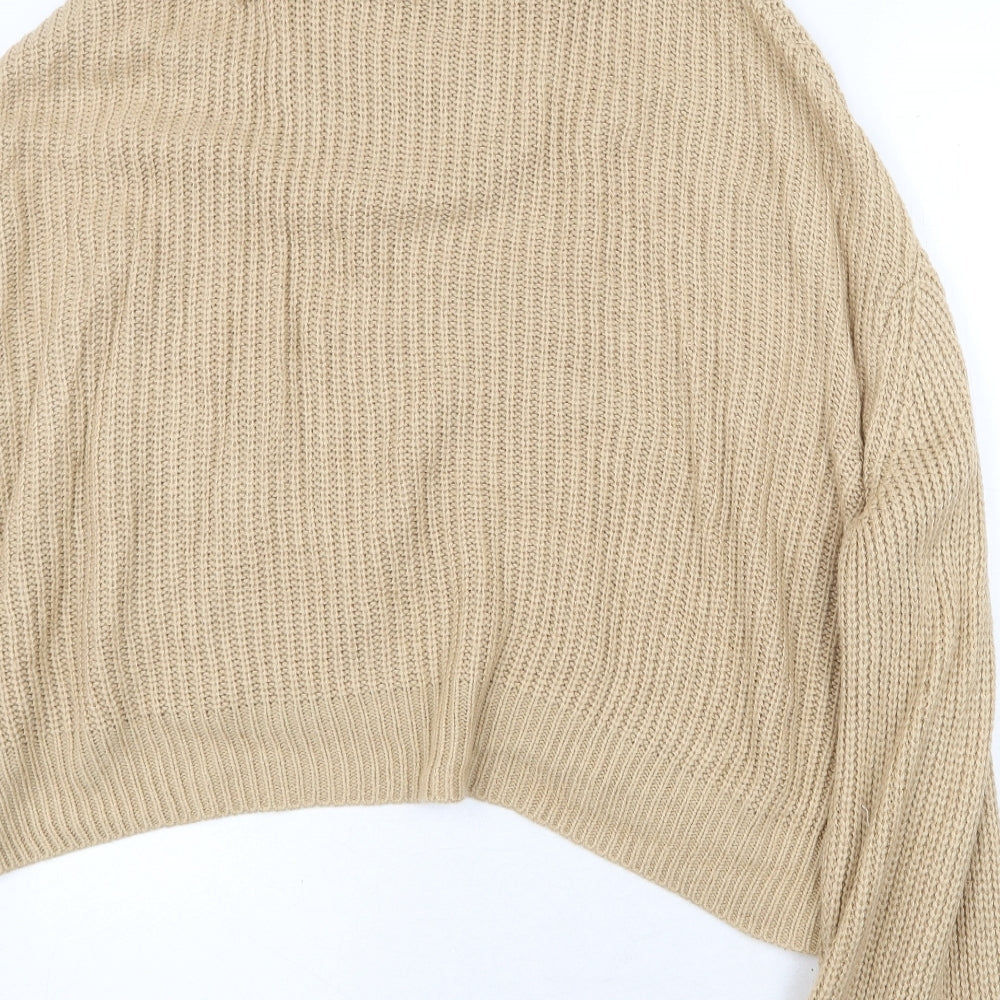 New Look Womens Beige High Neck Acrylic Pullover Jumper Size L