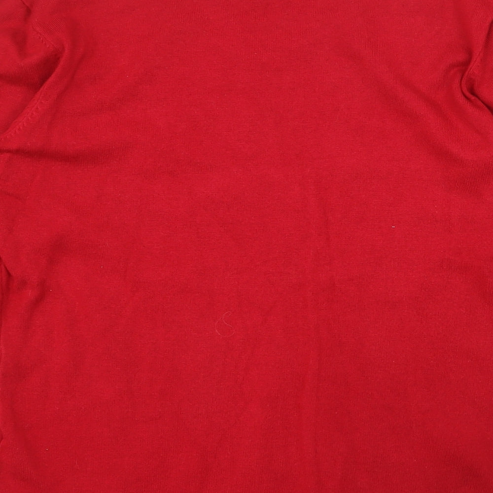 Anna Rose Womens Red V-Neck Floral Viscose Pullover Jumper Size L