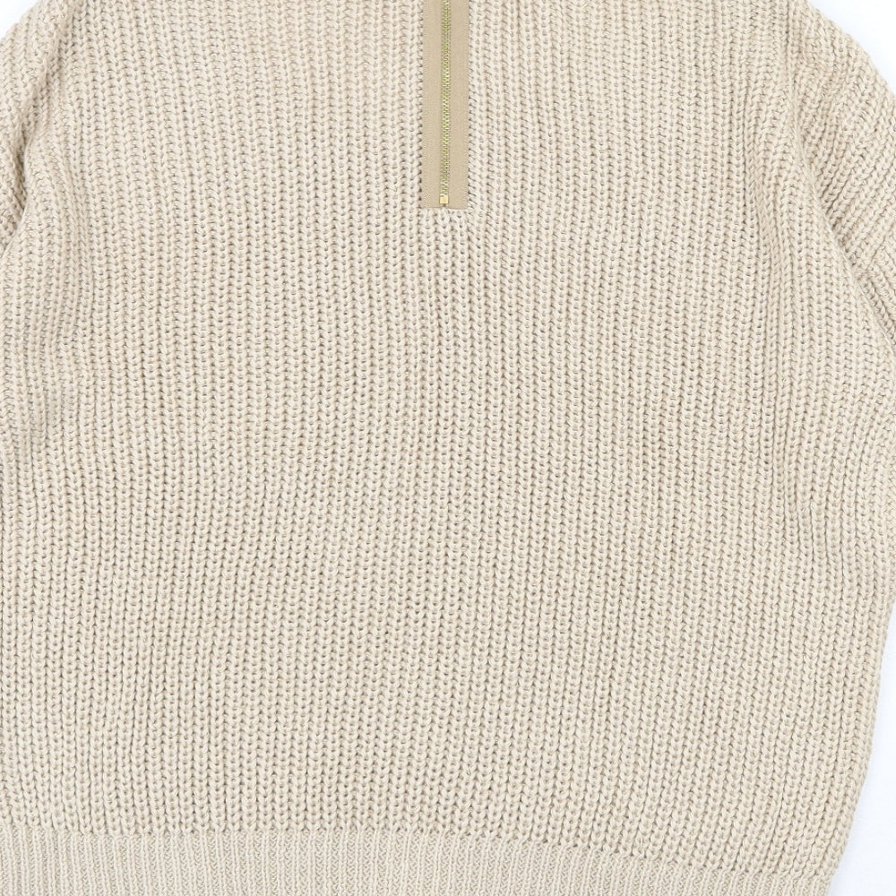 NEXT Womens Beige Scoop Neck Acrylic Pullover Jumper Size L