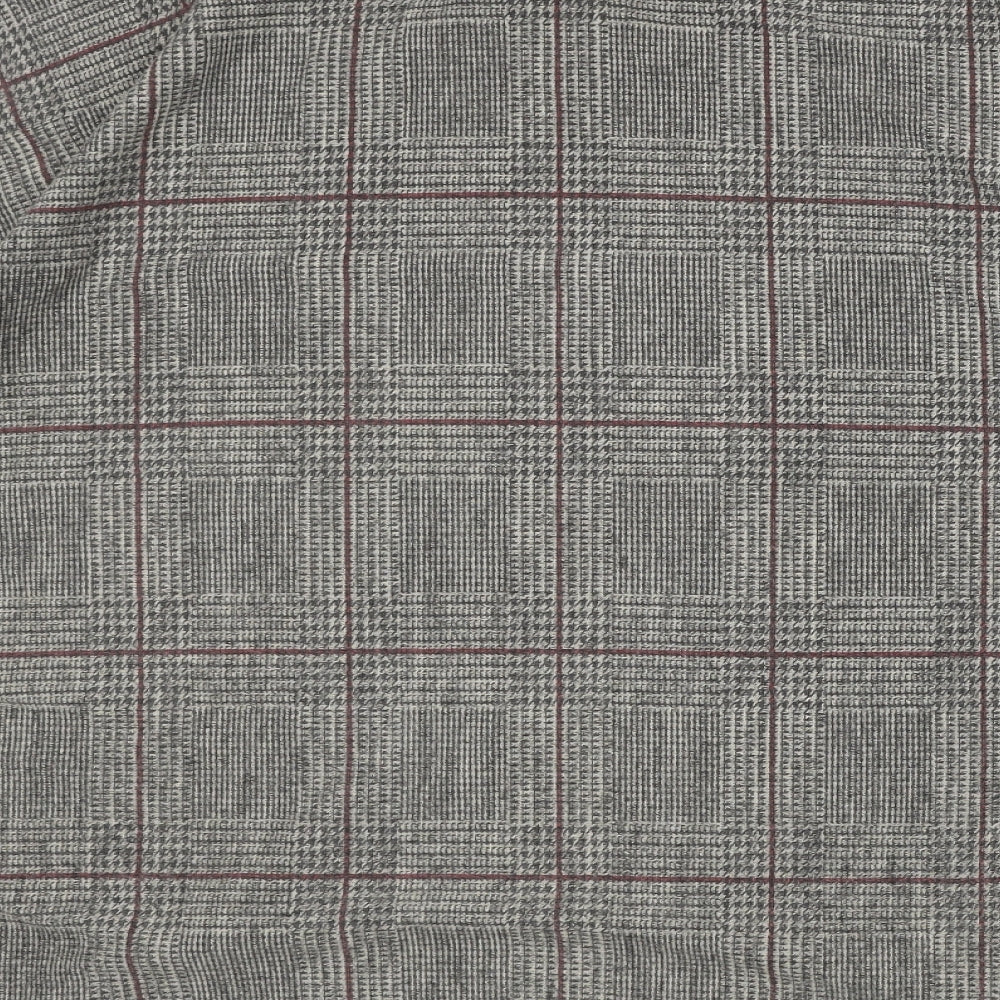 Cameo Rose Womens Brown Plaid Polyester Basic Blouse Size L Round Neck