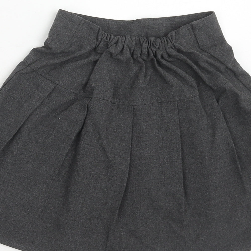 Marks & Spencer Girls Grey Polyester Flare Skirt Size 5-6 Years Regular Pull On