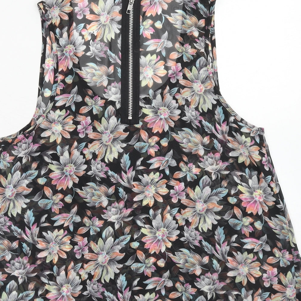 Cameo Rose Womens Multicoloured Floral Polyester Basic Blouse Size 8 Scoop Neck