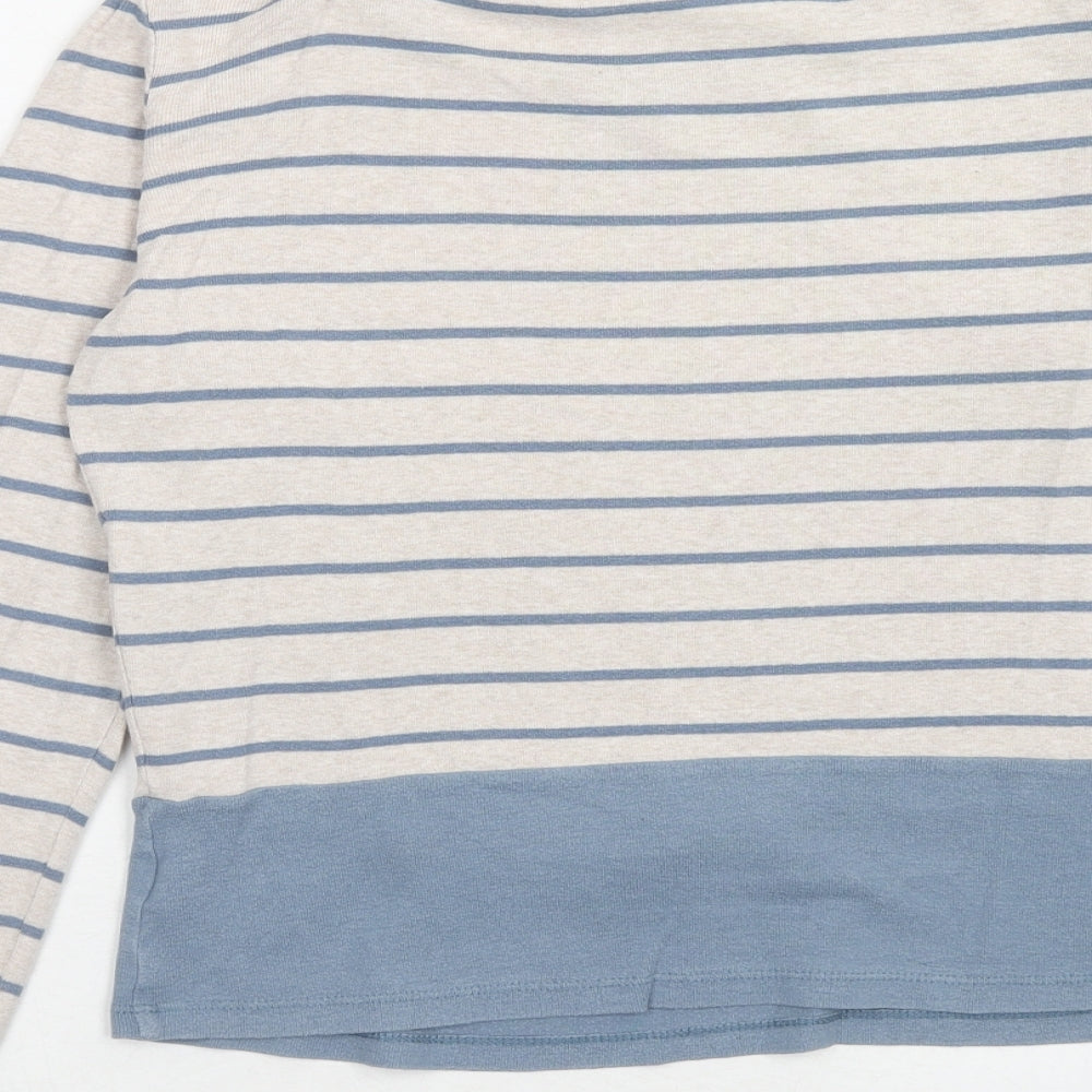 New Look Womens Blue Round Neck Striped Cotton Pullover Jumper Size 6