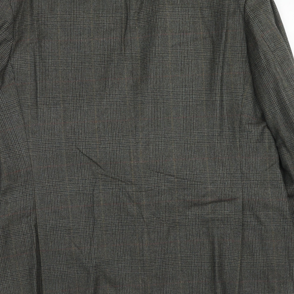 Marks & Spencer Mens Grey Plaid Wool Jacket Suit Jacket Size 42 Regular