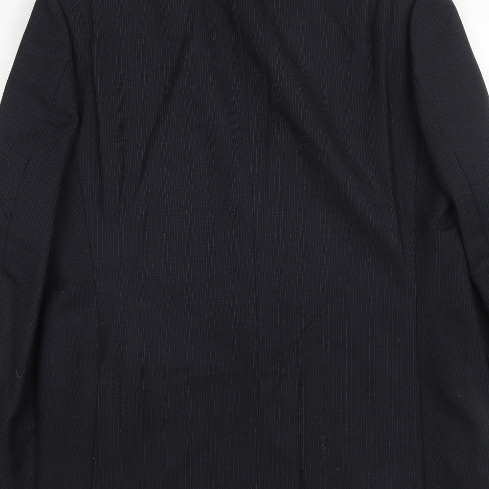 St Michael Mens Black Striped Polyester Jacket Suit Jacket Size 42 Regular