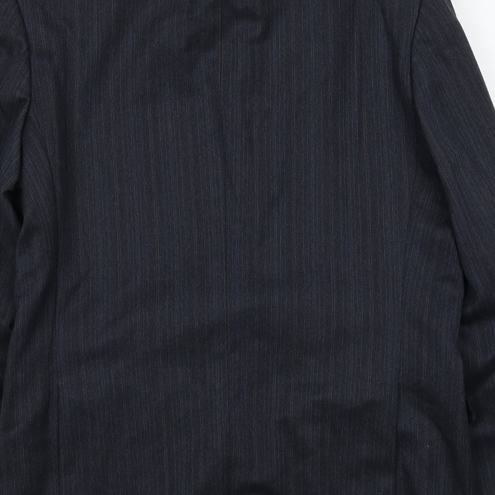 Marks & Spencer Mens Grey Striped Polyester Jacket Suit Jacket Size 40 Regular