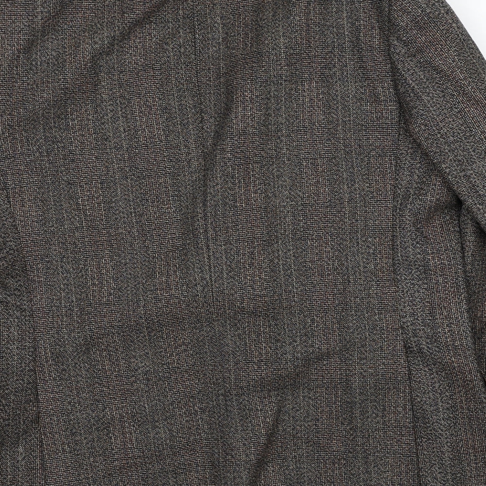Preworn Mens Brown Striped Polyester Jacket Blazer Size 40 Regular
