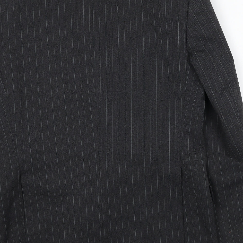 Marlowe Mens Grey Striped Polyester Jacket Suit Jacket Size 38 Regular