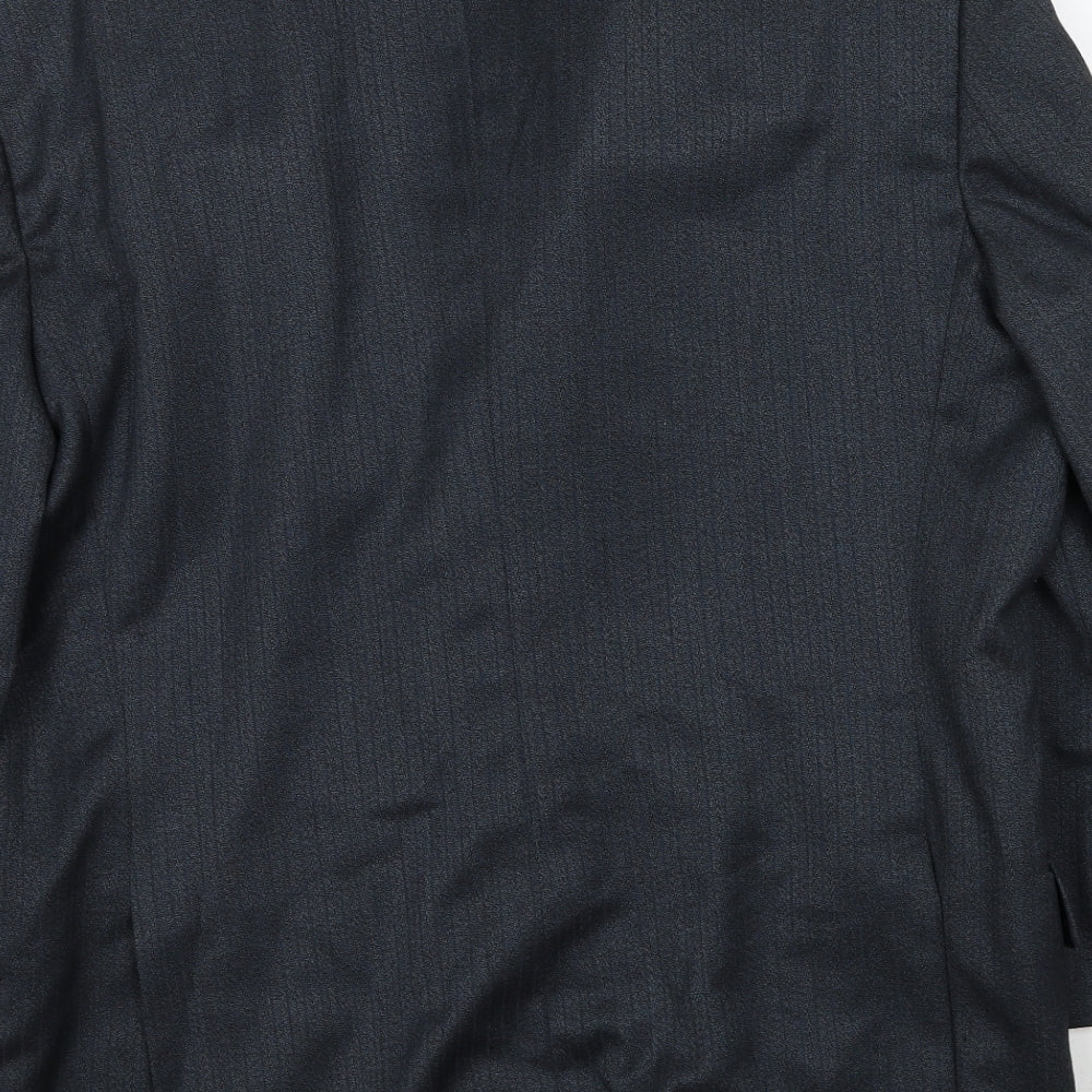 Preworn Mens Grey Striped Polyester Jacket Suit Jacket Size 42 Regular
