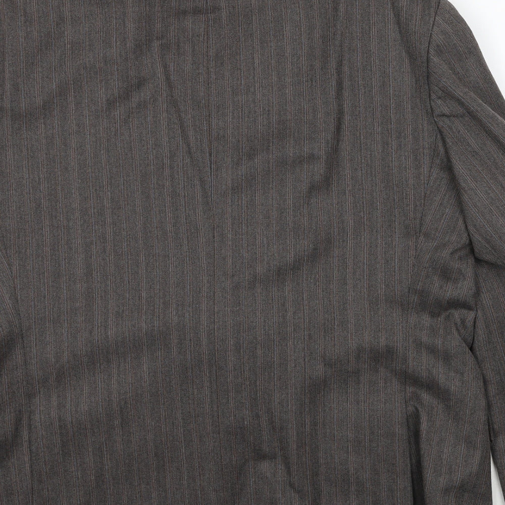 Marks & Spencer Mens Brown Striped Polyester Jacket Suit Jacket Size 44 Regular