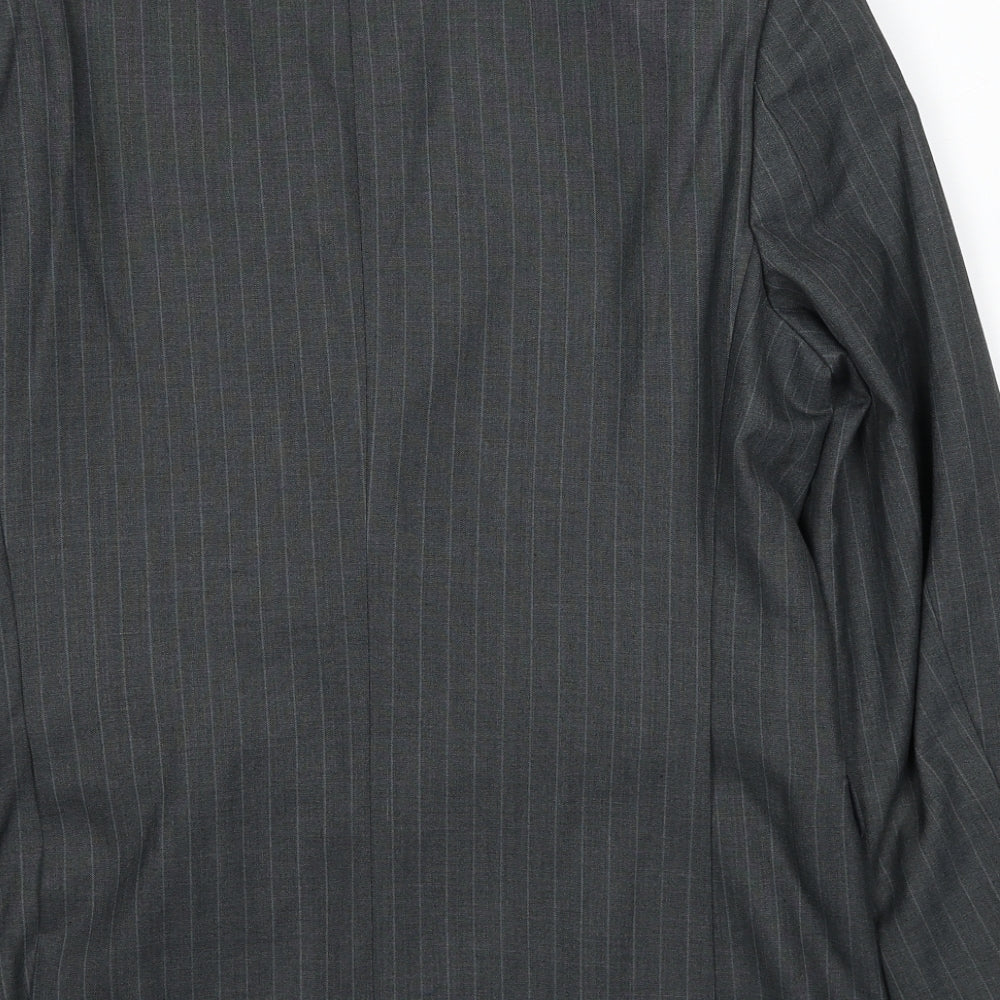 Burton Mens Grey Striped Polyester Jacket Suit Jacket Size 38 Regular