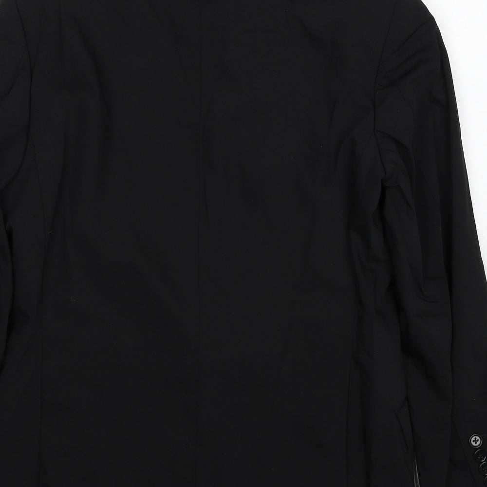 Oscar Flores Mens Black Wool Jacket Suit Jacket Size 34 Regular