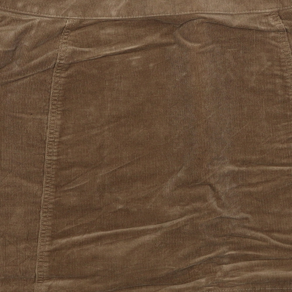 Uniqlo Womens Brown Cotton A-Line Skirt Size 26 in Button