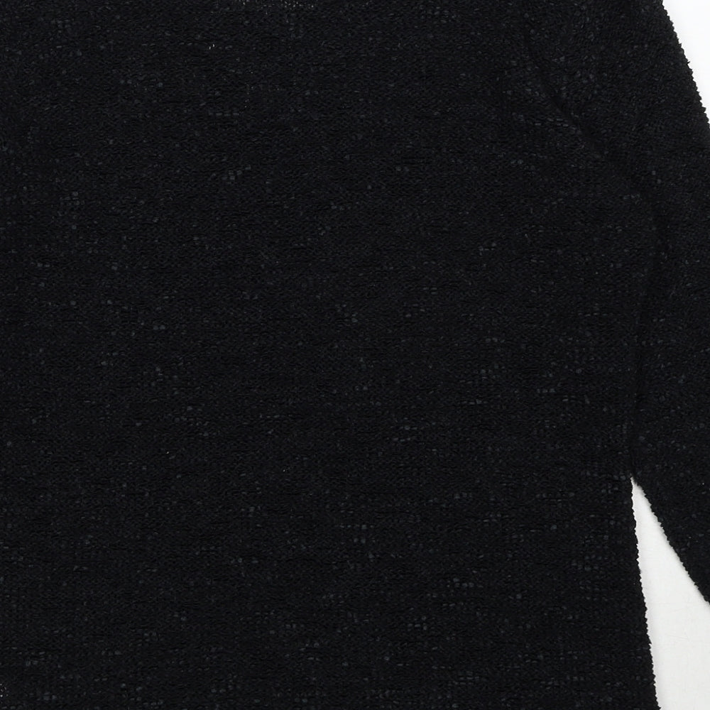 Bonmarché Womens Black Round Neck Floral Polyester Pullover Jumper Size M