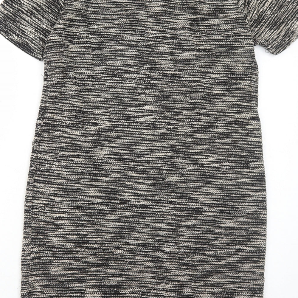 Marks & Spencer Womens Black Geometric Polyester A-Line Size 12 Round Neck Pullover