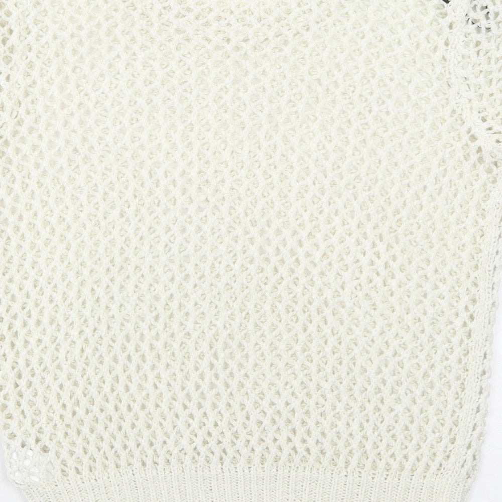 H&M Womens White Round Neck Acrylic Pullover Jumper Size 10