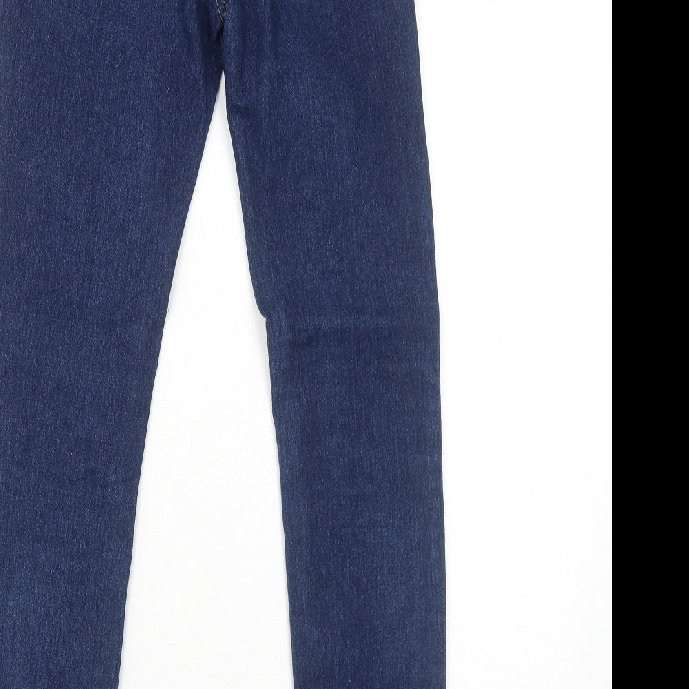 H&M Womens Blue Cotton Skinny Jeans Size 6 Regular Zip