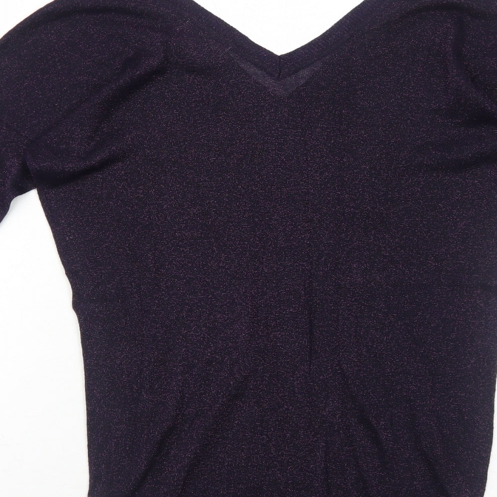 NEXT Womens Purple V-Neck Viscose Pullover Jumper Size 8