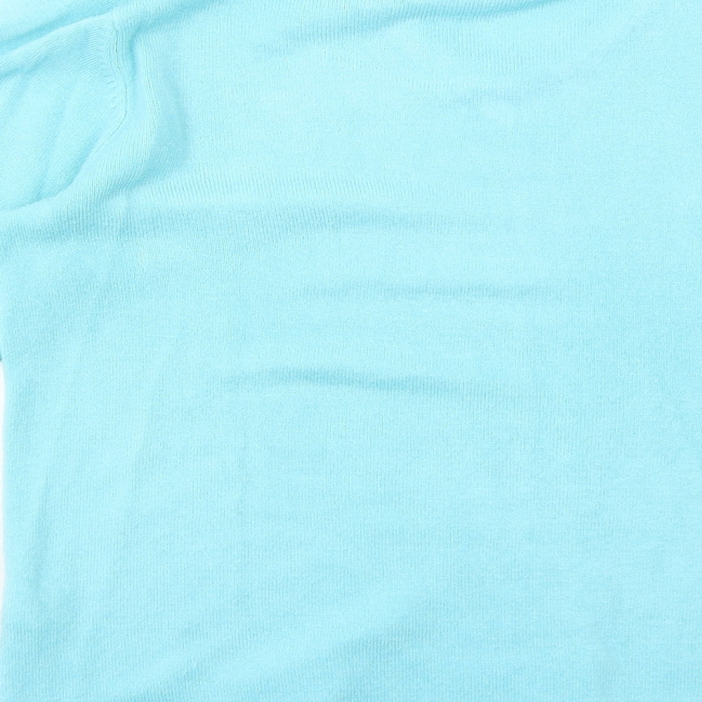 Bonmarché Womens Blue V-Neck Acrylic Pullover Jumper Size S
