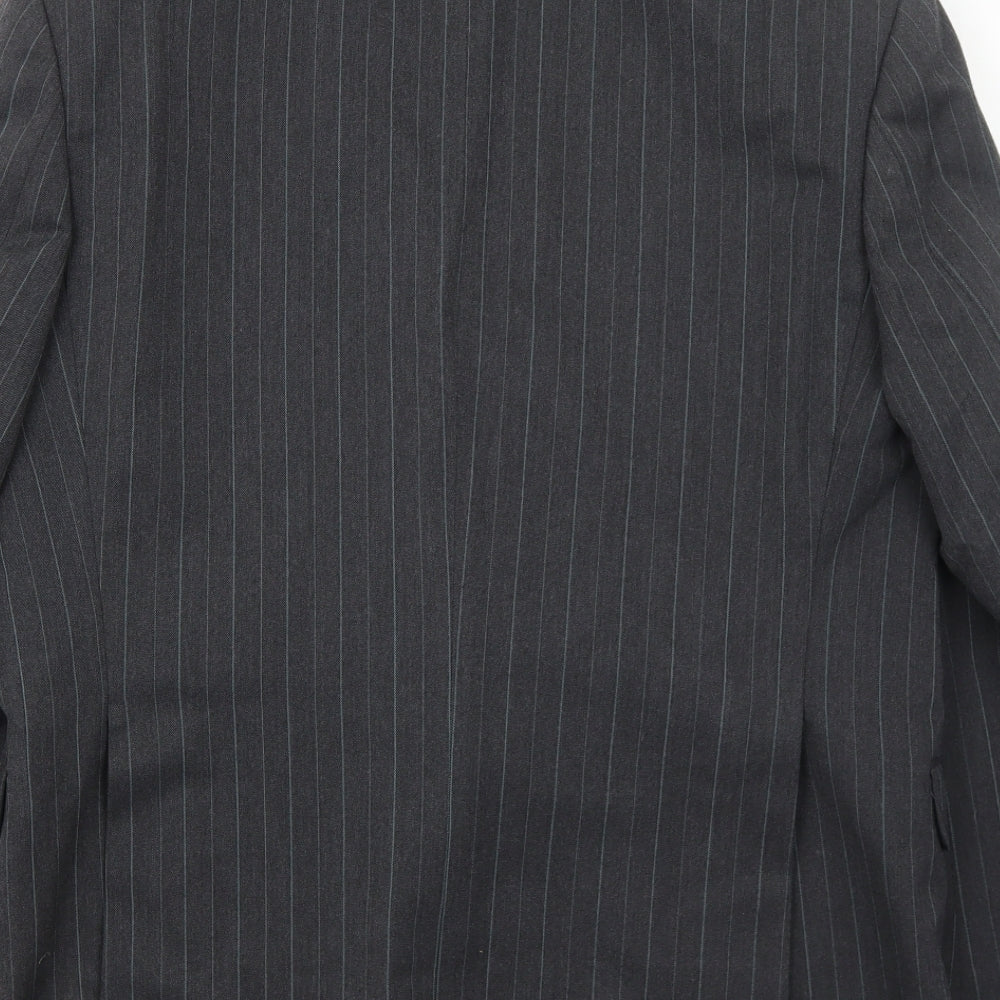 Marlowe Mens Grey Striped Polyester Jacket Suit Jacket Size 40 Regular