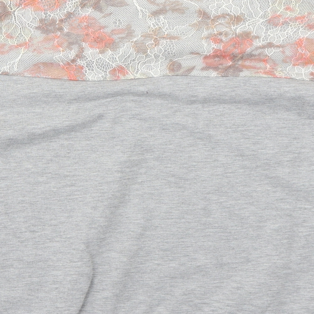 Pins & Needles Womens Grey Floral Polyester Pullover Sweatshirt Size M Pullover