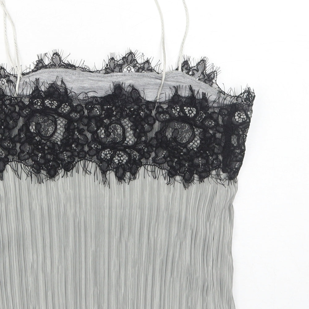 Pins & Needles Womens Grey Polyester Cropped Tank Size XS Square Neck - Lace Details