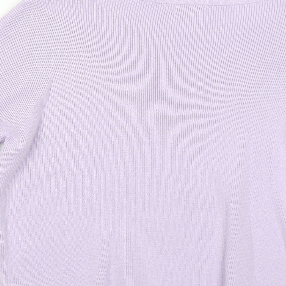 River Island Womens Purple Boat Neck Cotton Pullover Jumper Size 6