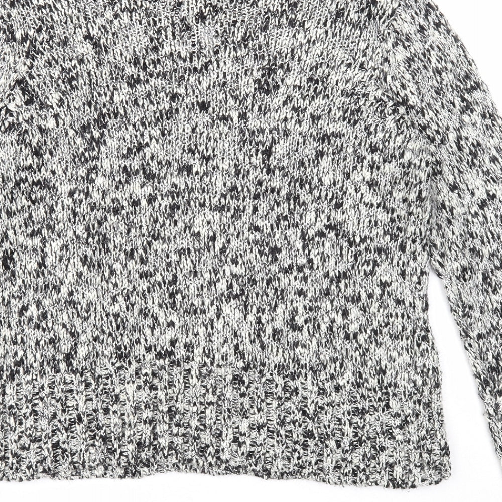 First Issue Womens Black Round Neck Acrylic Pullover Jumper Size M