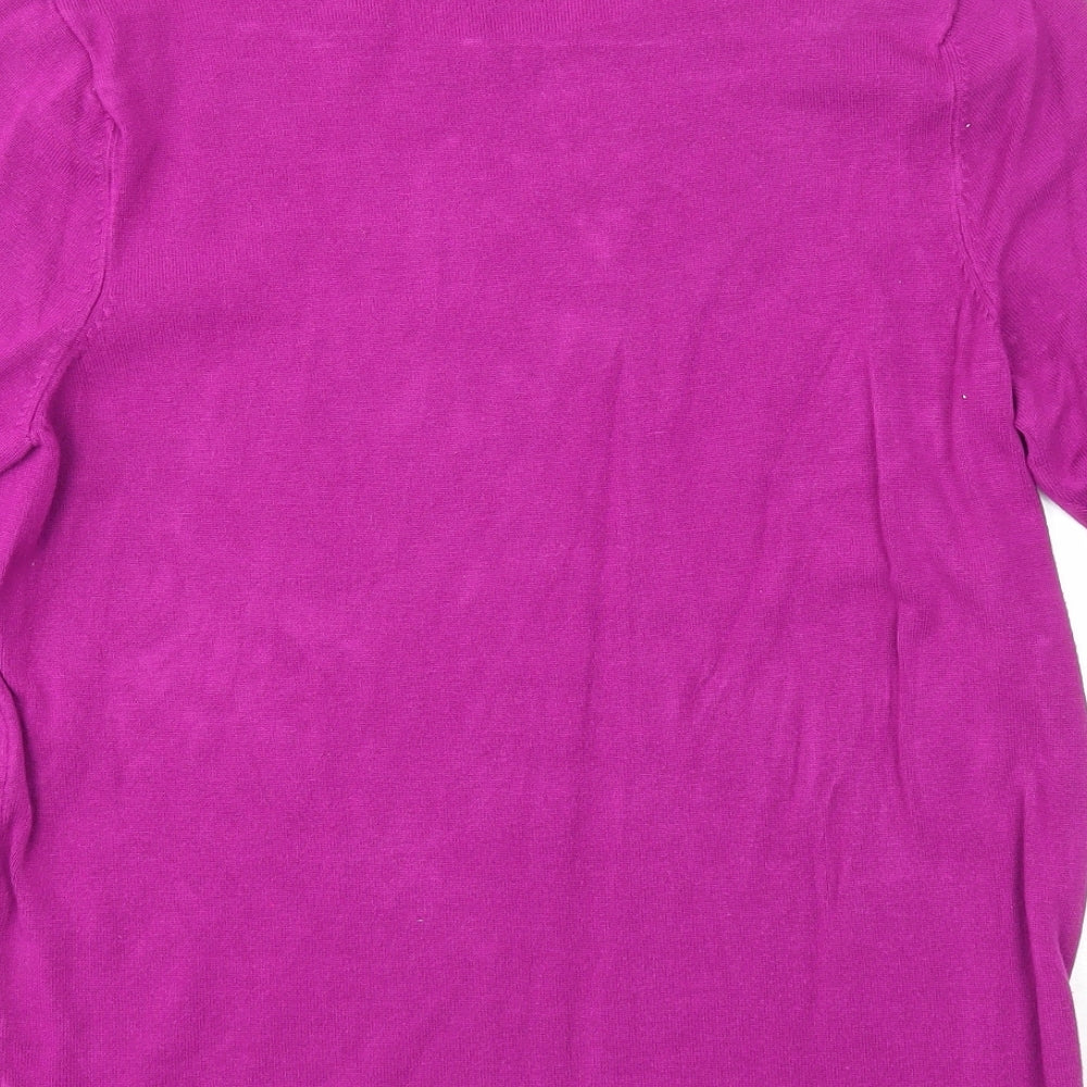 Bonmarché Womens Purple Round Neck Viscose Pullover Jumper Size M