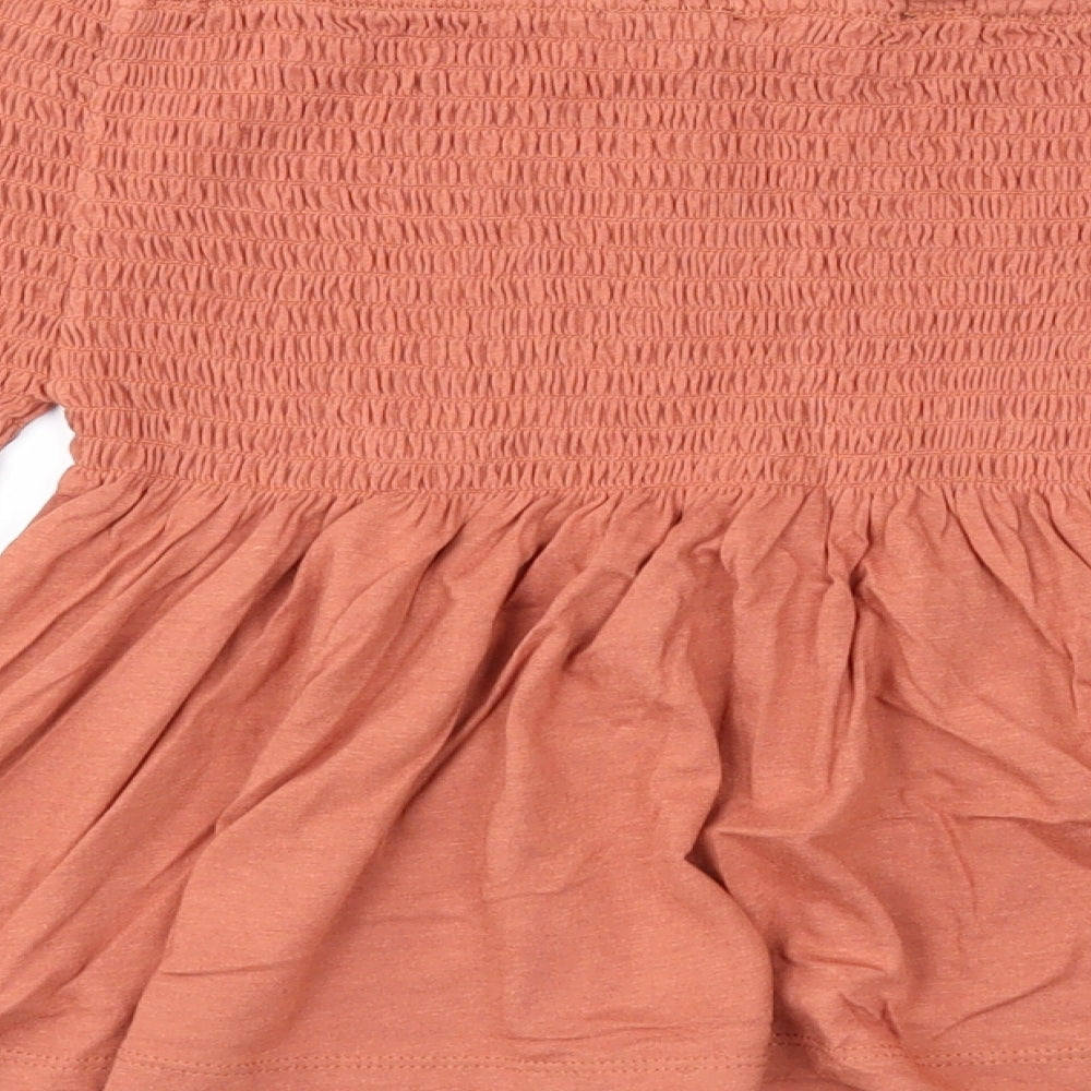 New Look Womens Beige Cotton Basic Blouse Size 8 Off the Shoulder - Shirred