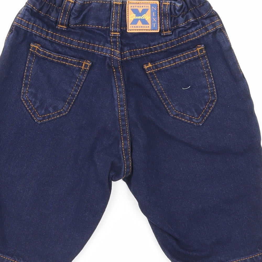 Next Boys Blue Cotton Capri Jeans Size 3-6 Months Zip