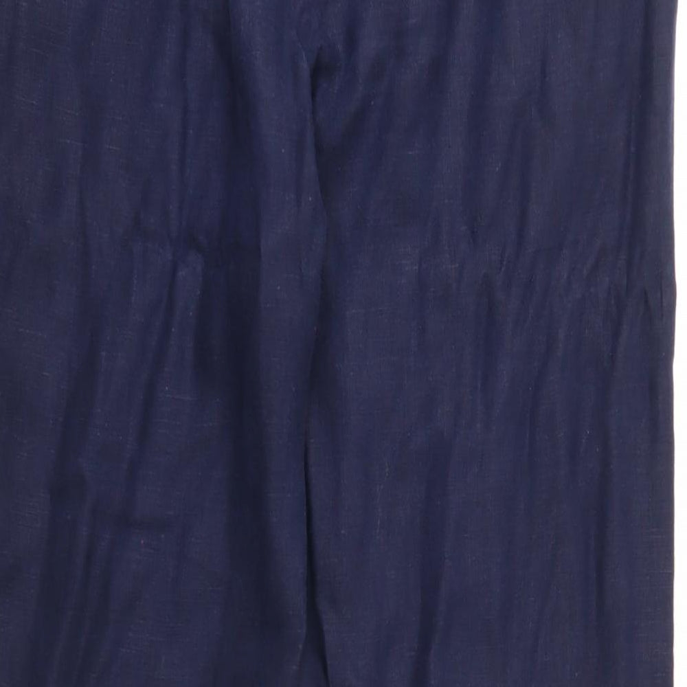 Per Una Womens Blue Polyester Trousers Size 14 Regular Zip