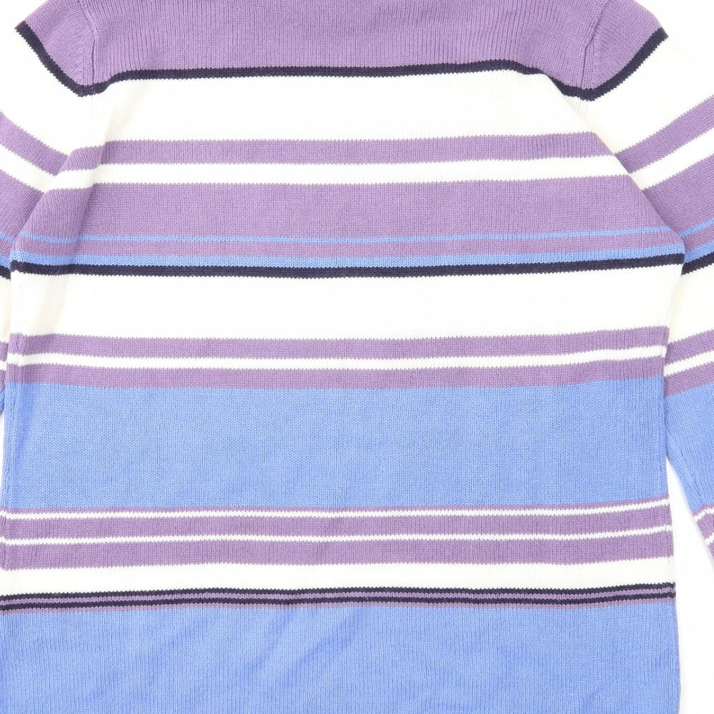 EWM Womens Multicoloured Mock Neck Striped Acrylic Pullover Jumper Size 10