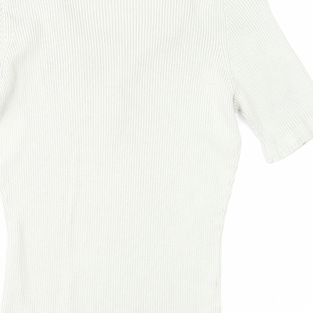 RIVER WOODS Womens Grey Cotton Basic T-Shirt Size 14 Round Neck