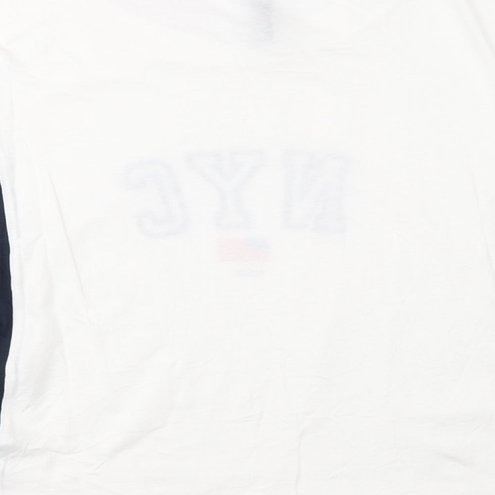 Divided Womens White Striped Cotton Basic T-Shirt Size M Round Neck - NYC