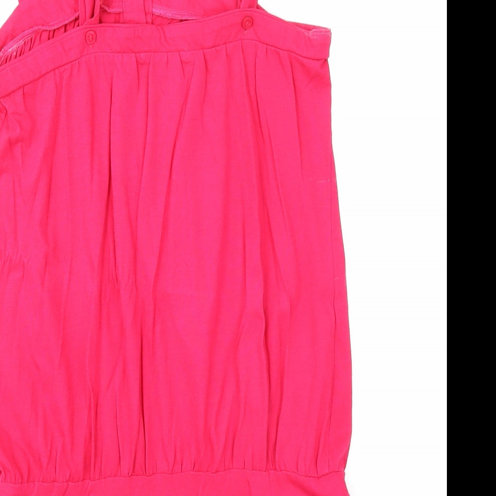 Marks & Spencer Womens Pink 100% Cotton Basic Tank Size 10 Square Neck