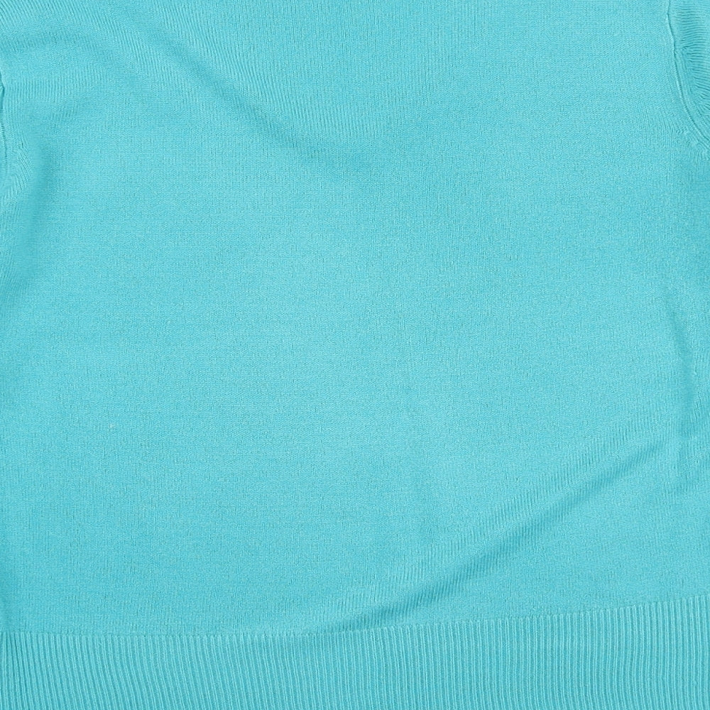 SARAH HAMILTON Womens Blue V-Neck Acrylic Pullover Jumper Size M