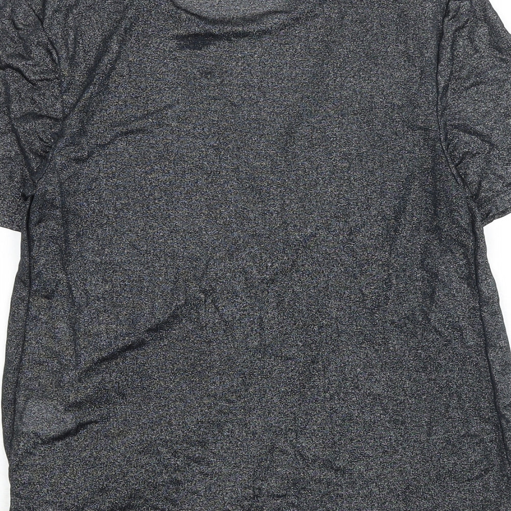 Warehouse Womens Grey Polyester Basic T-Shirt Size 10 Round Neck