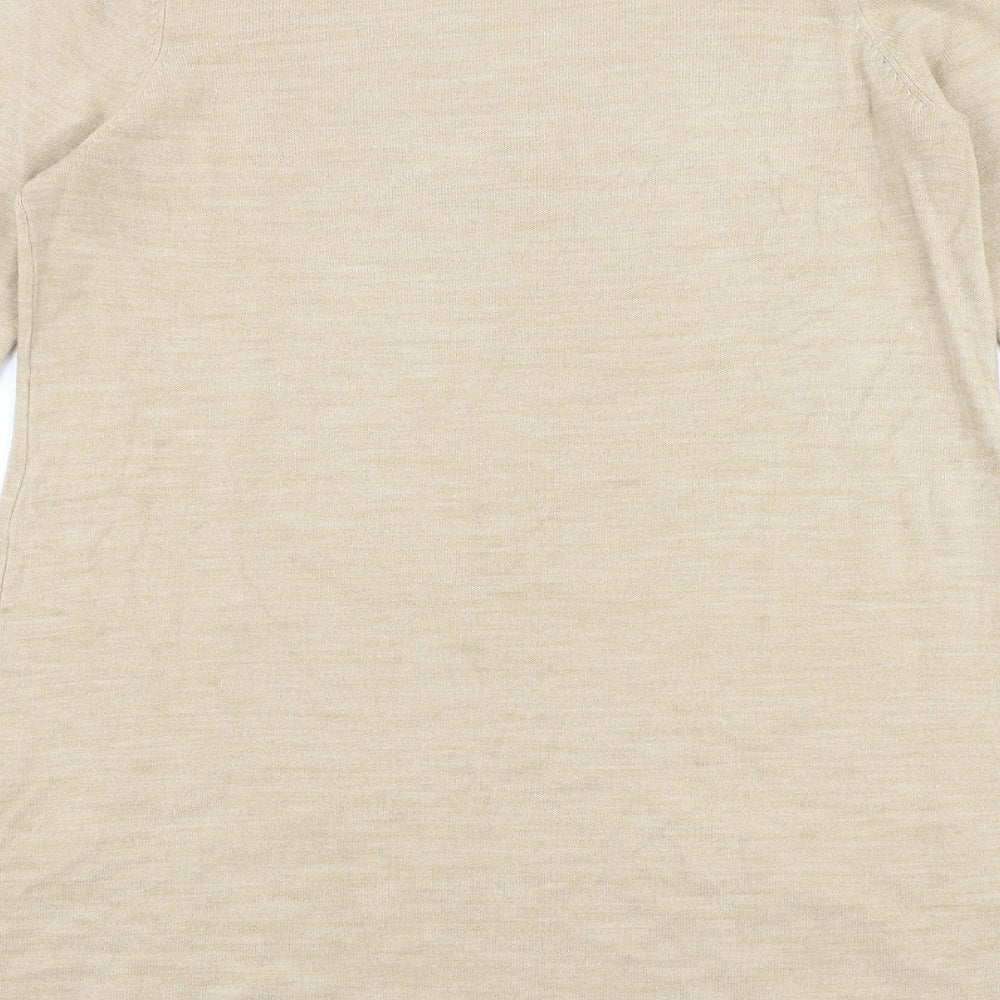 Marks & Spencer Womens Beige Round Neck Acrylic Pullover Jumper Size 12