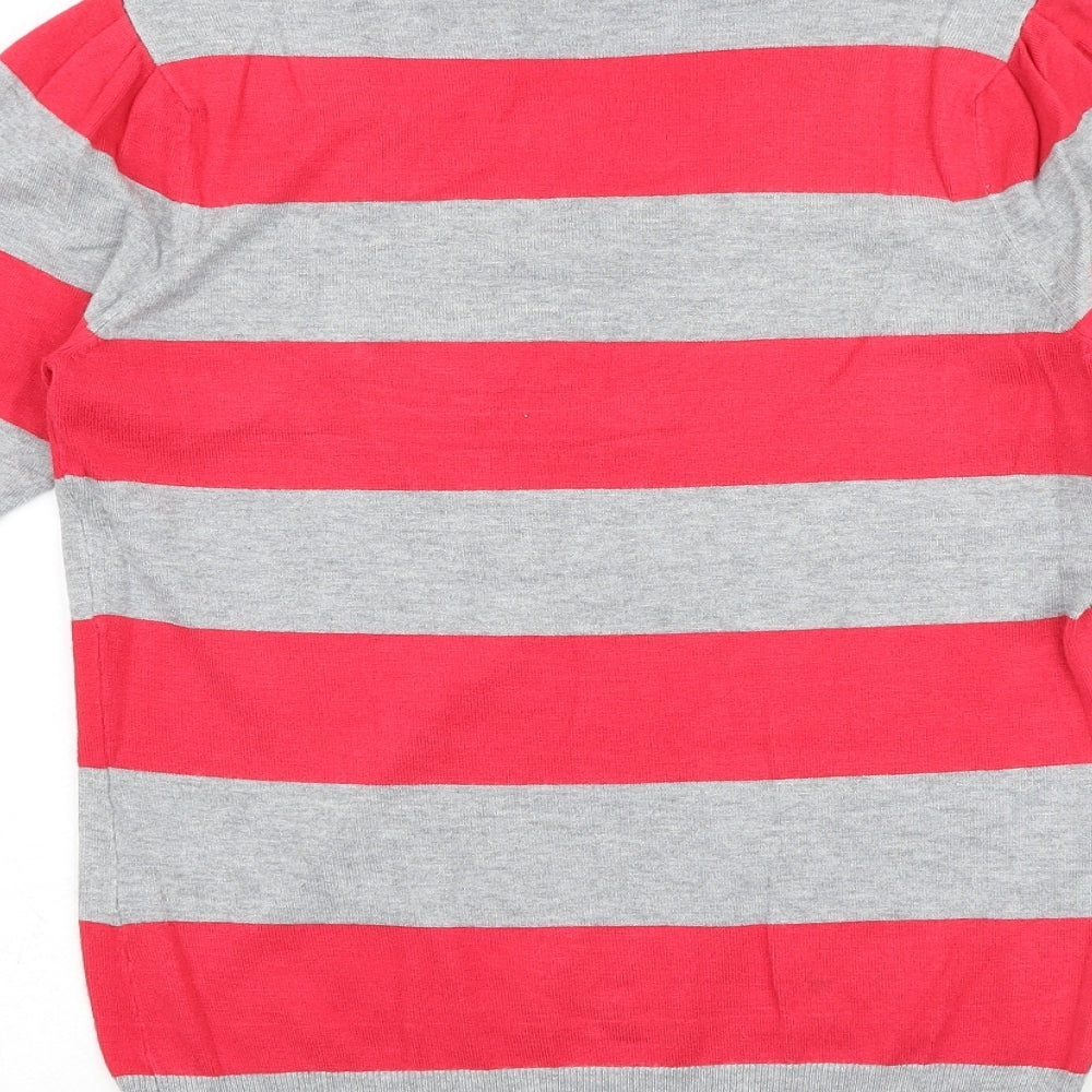 Planet Womens Grey Scoop Neck Striped Nylon Pullover Jumper Size XS Pullover