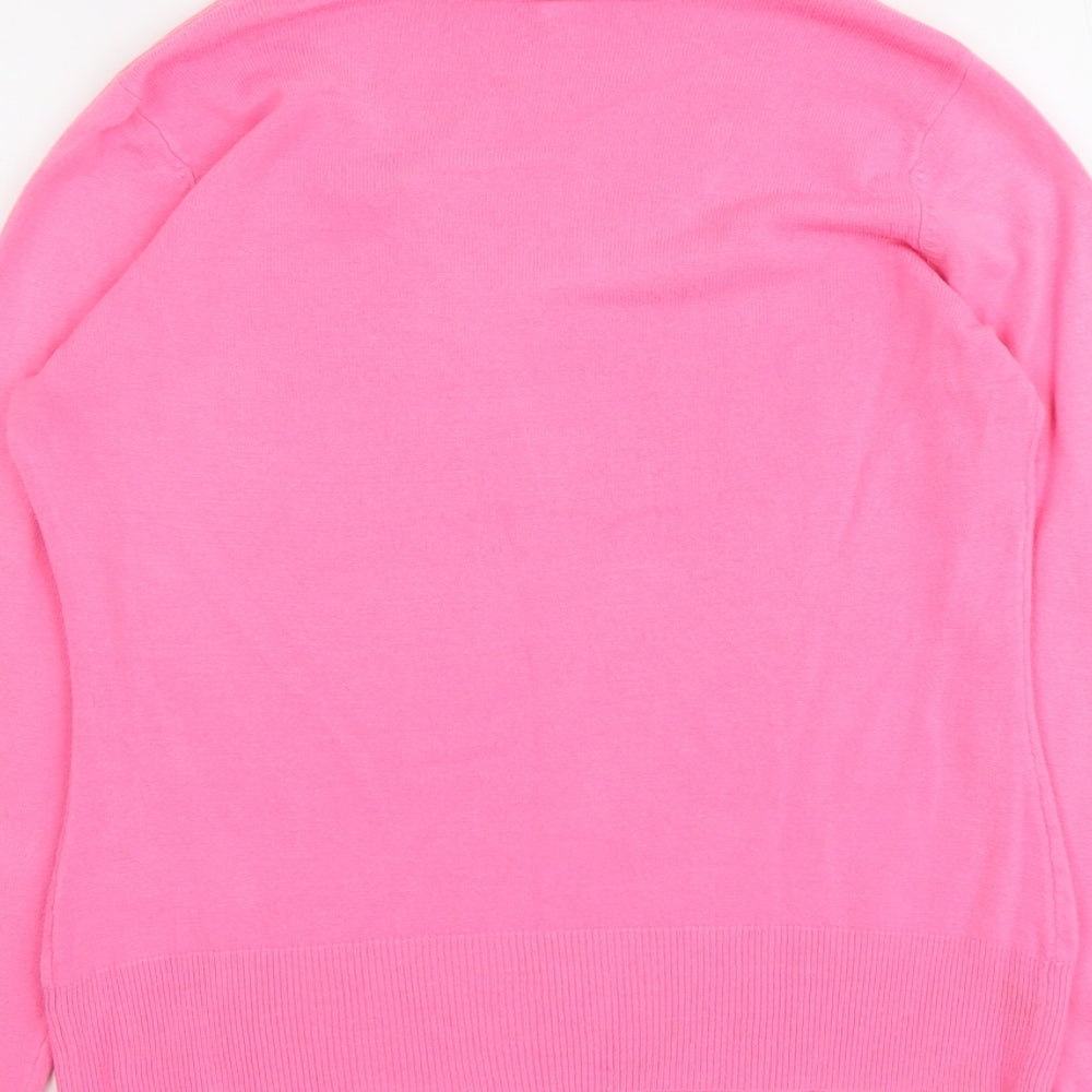 BHS Womens Pink V-Neck Acrylic Pullover Jumper Size 10